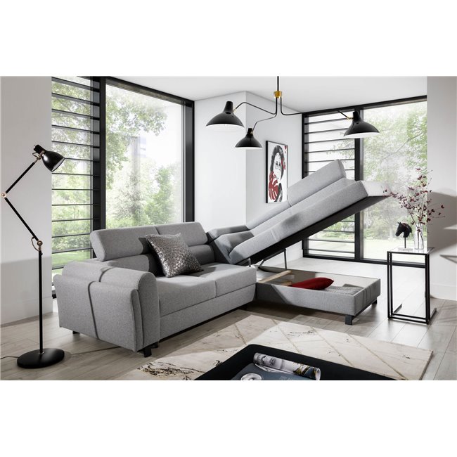 Corner sofa Elkairos R, Primo 96, gray, H95x265x200cm