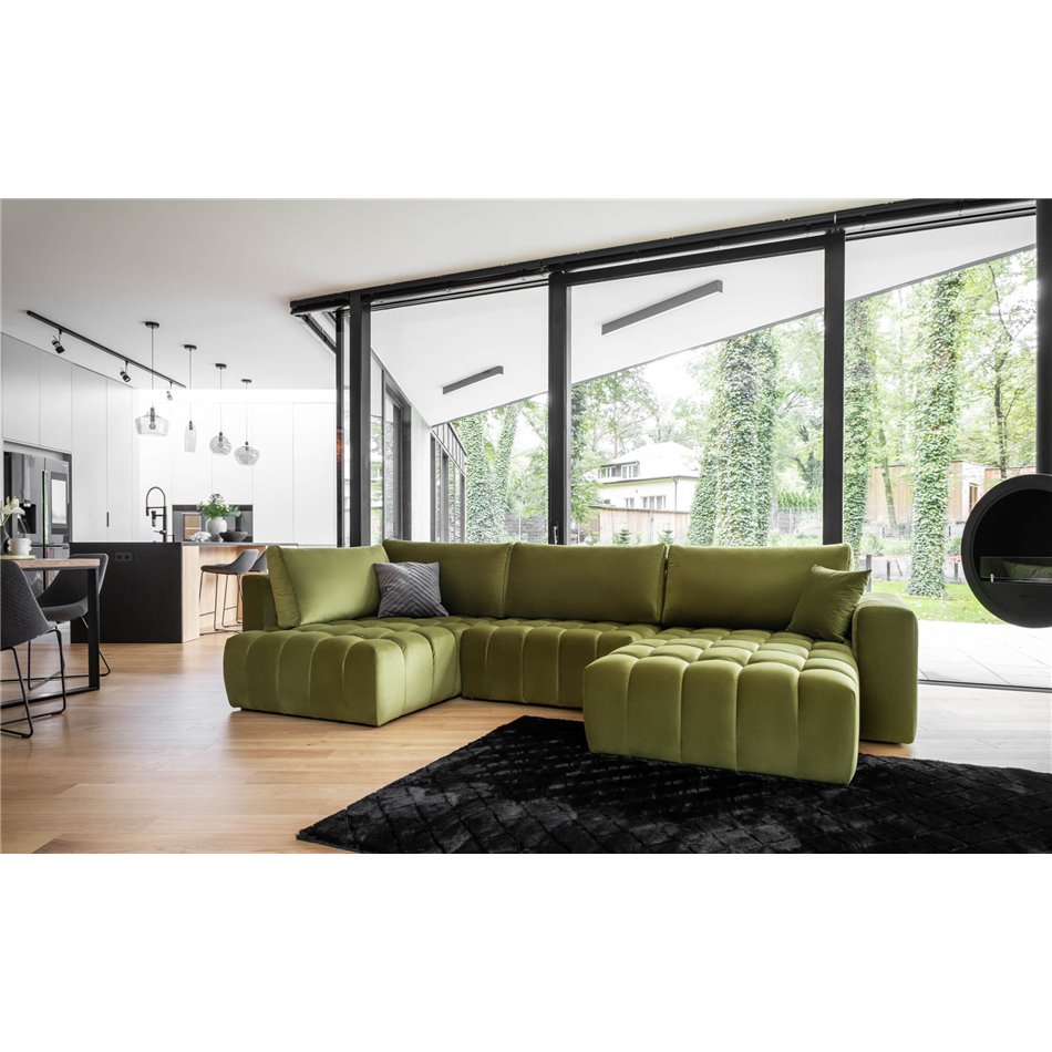 U shape sofa Elonito U Right, Nube 35, green, H92x340x170cm