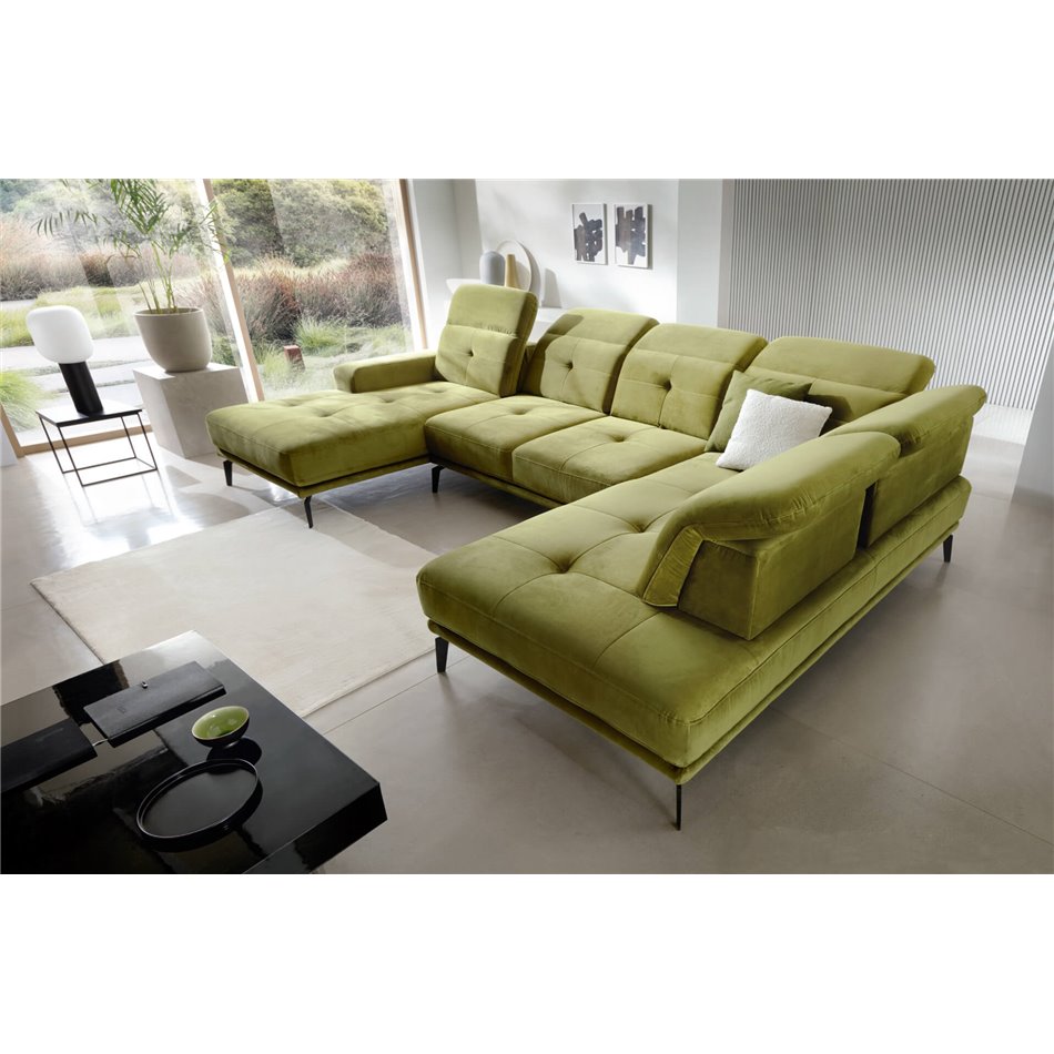 U shape sofa Elretan U Right, Savoi 45, yellow, H107x350x205cm