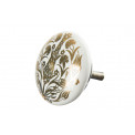 Furniture handle White with gold floral, H20x20x38mm