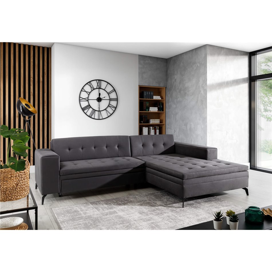 Corner sofa Elsolange L, Savoi 100, gray, H80x292x196cm