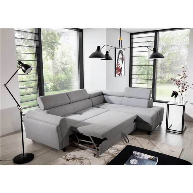 Corner sofa Elkairos R, Omega 02, gray, H95x265x200cm