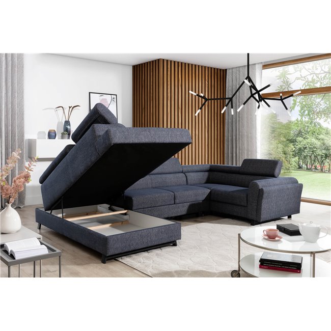 U shape sofa Elscada U Left, Sawana 14, black, H98x330x200cm