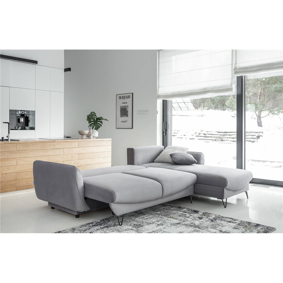 Corner sofa Elsilva L, Savoi 100, gray, H100x276x201cm