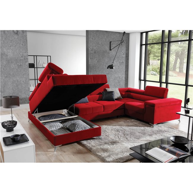 U shape sofa Elago U Left, Monolith 48, yellow, H88x208x43cm