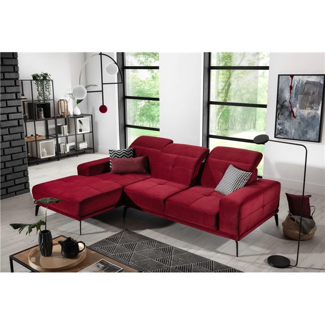Corner sofa Eltorrenso R, Mat Velvet 99, black, H98x265x53cm