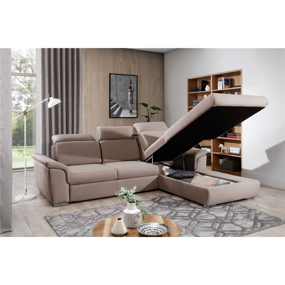 Corner sofa Eltrevisco R, Solar 16, beige, H100x272x216cm