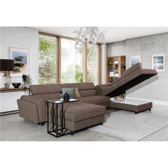 U shape sofa Elosette U Left, Monolith 84, gray, H98x370x200cm