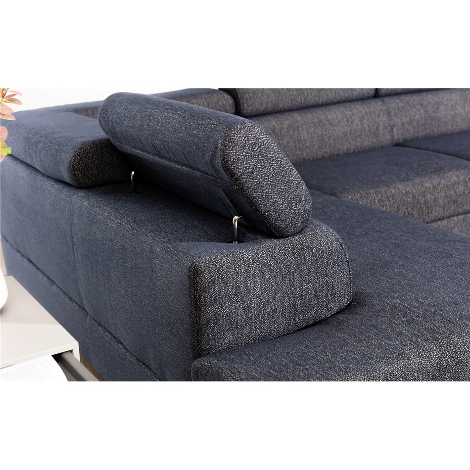 U shape sofa Elscada U Left, Mat Velvet 99, black, H98x330x200cm