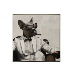 Wall Glass Art Dog Mafioso II, 82.5x82.5cm