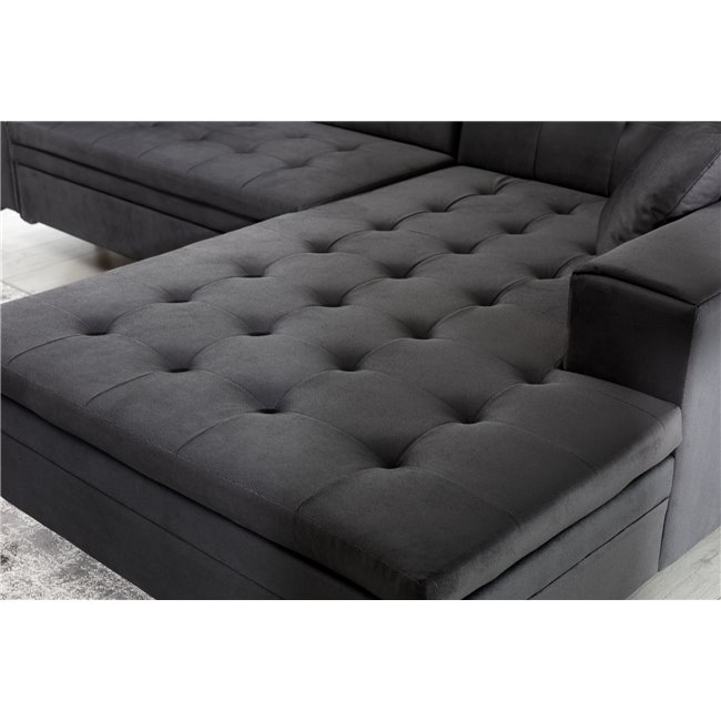 Corner sofa Elsolange L, Berlin 01, gray, H80x292x196cm