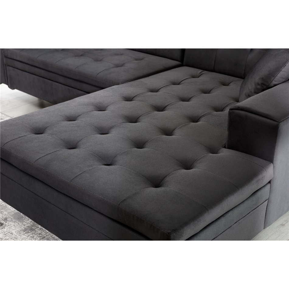 Угловой диван Elsolange L, Soft 11, черный, H80x292x196см