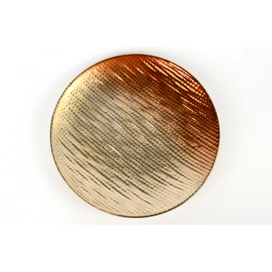 Ceramic plate Ilina, silver/copper, d30cm