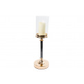 Candle holder, metal/glass, golden/black, D13x42cm