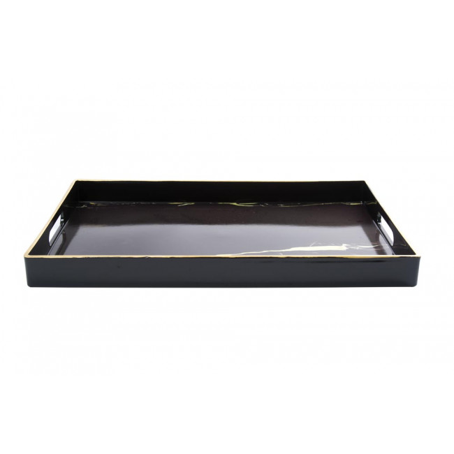 Tray, black/golden L, 4x46x30cm