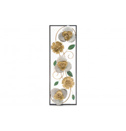 Metall wall decor Flowers, gold/white 30x3x90cm