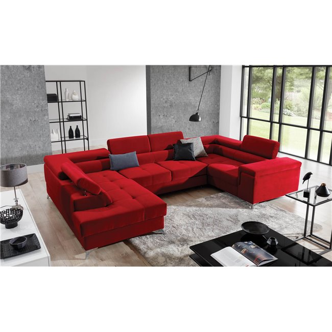 U shape sofa Elago U Left, Monolith 84, gray, H88x208x43cm