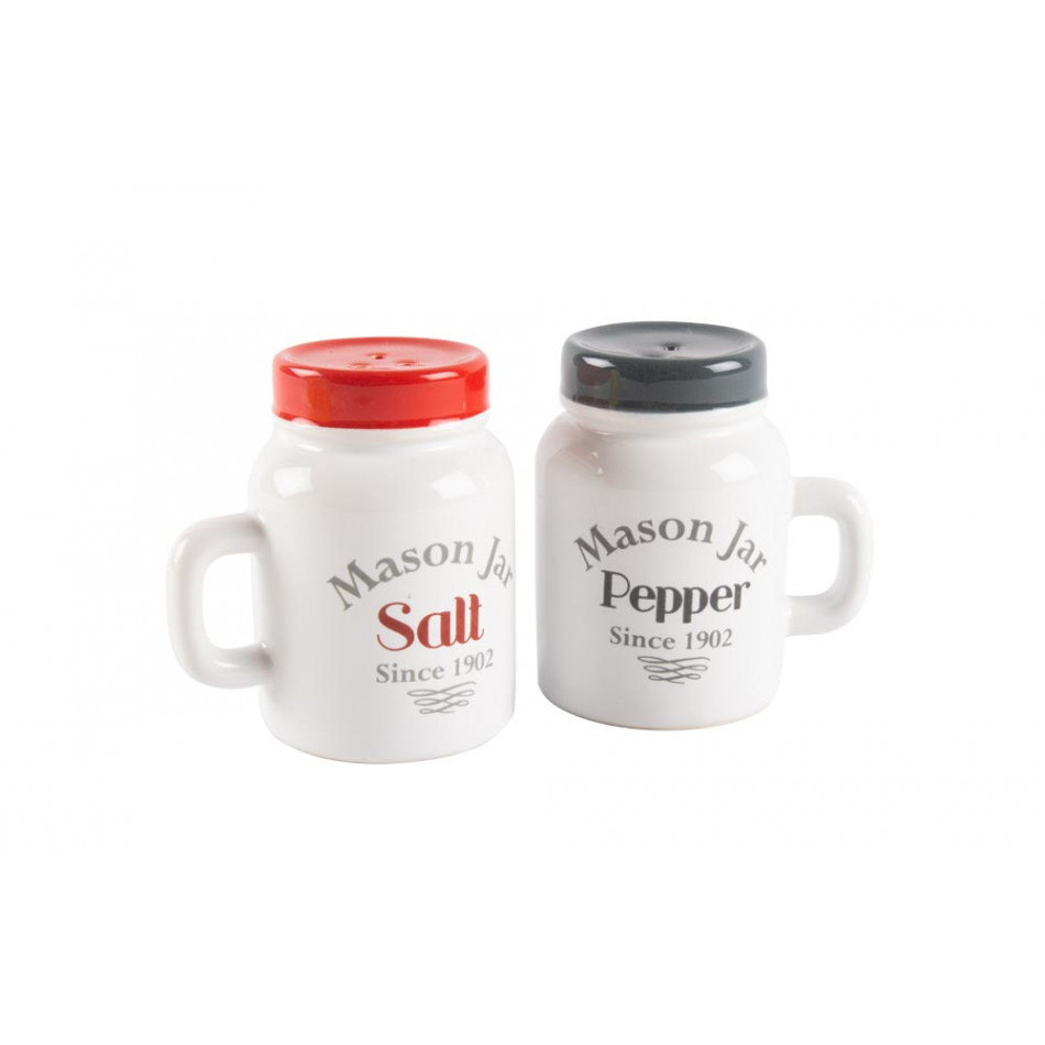 Salt & Pepper Set Mason Jar, ceramic, H8x7.5cm