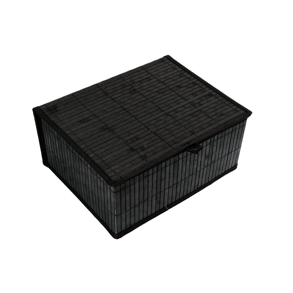 Basket, bamboo L, black, H14.5x31.5x25.5cm