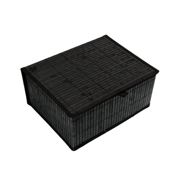 Basket, bamboo L, black, H14.5x31.5x25.5cm