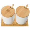 Jar set, bamboo/ceramic, H11.5x18x9.5xcm