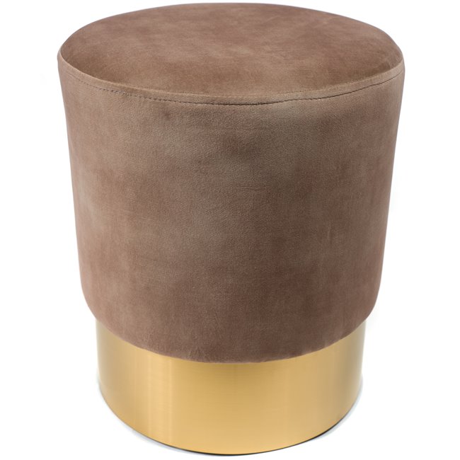 Stool  Noto, taupe/ golden base, vintage velvet, 35x42cm