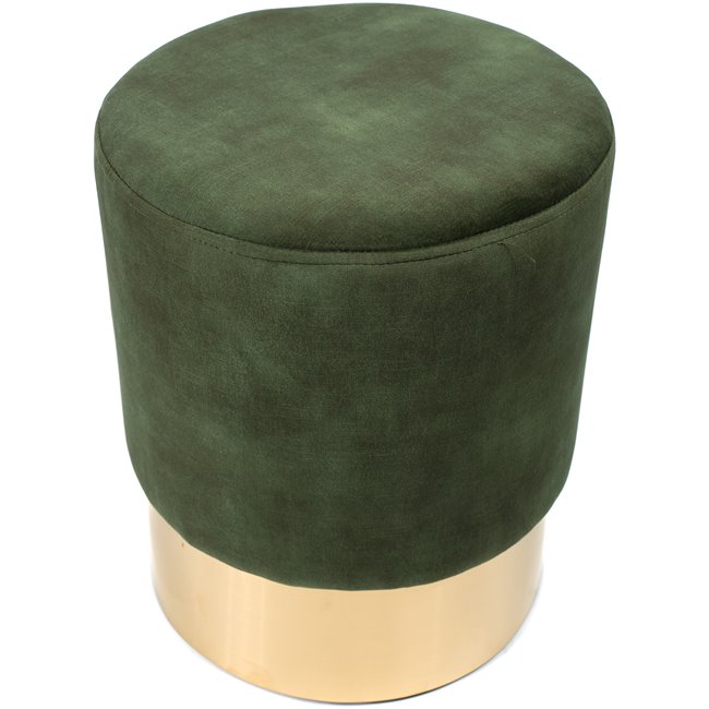 Stool Noto, green/golden base, vintage velvet, 35x42cm