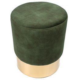 Stool Noto, green/golden base, vintage velvet, 35x42cm