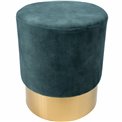 Stool Noto, blue/golden base, vintage velvet, 35x42cm