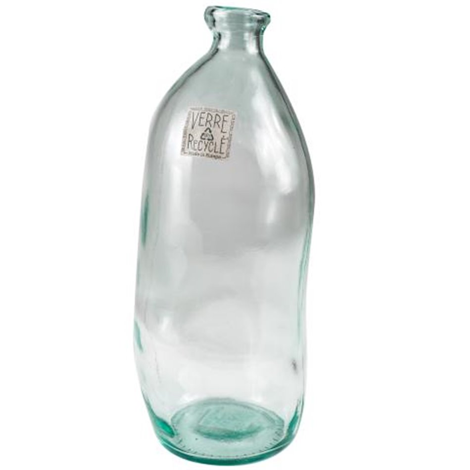 Vase Bottle Recyc, clear glass, H35cm D14cm
