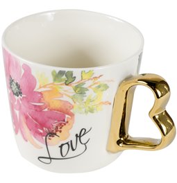 Mug porcelain with flower decor,,13x10x9cm, 400ml
