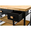 Serving trolley, black, metal/bamboo 126x35.5x87cm