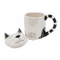 Mug Cat with lid, ceramic, 14x10cm