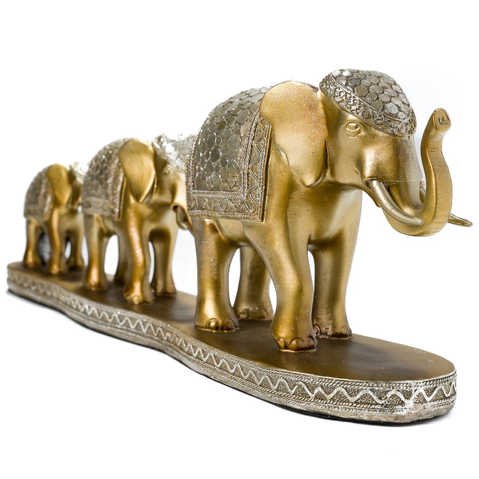 Декоративная фигура 3 elephants, бронзовый тон, 17x48x11cm