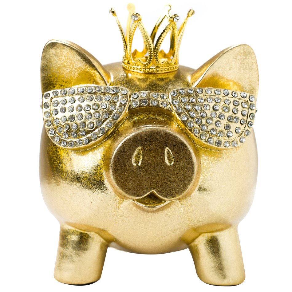 Deco Vinyl Pig, golden, 17.5x17x14cm