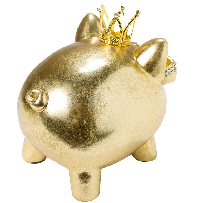 Deco Vinyl Pig, golden, 17.5x17x14cm