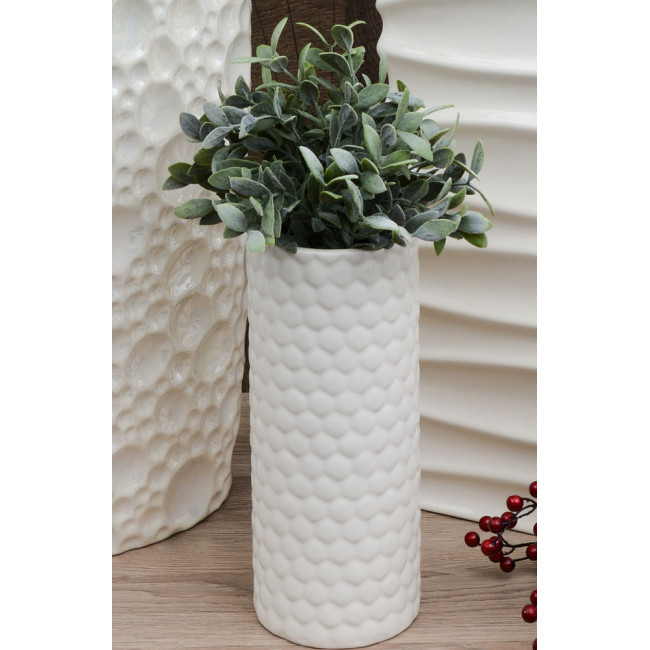 Vase Glittering bubble cylinder, cream, H30x12.5cm