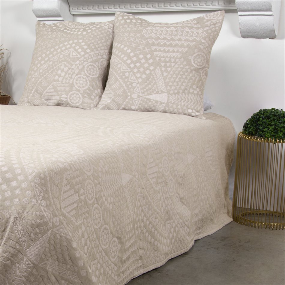 Bed cover Tatoo, linen colour, 220x260cm