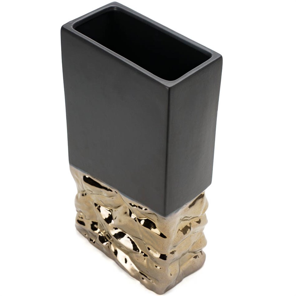 Vase Canyon, black/gold, 17x10x31cm