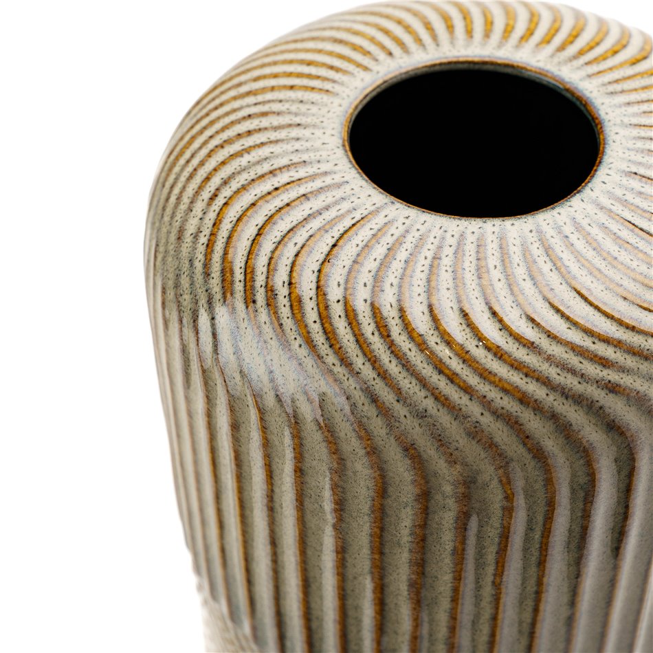 Vase Lou line art L, cream, 17x17x34cm