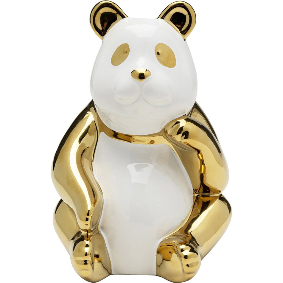 Deco figurine Panda, golden, H19x14x13.5cm