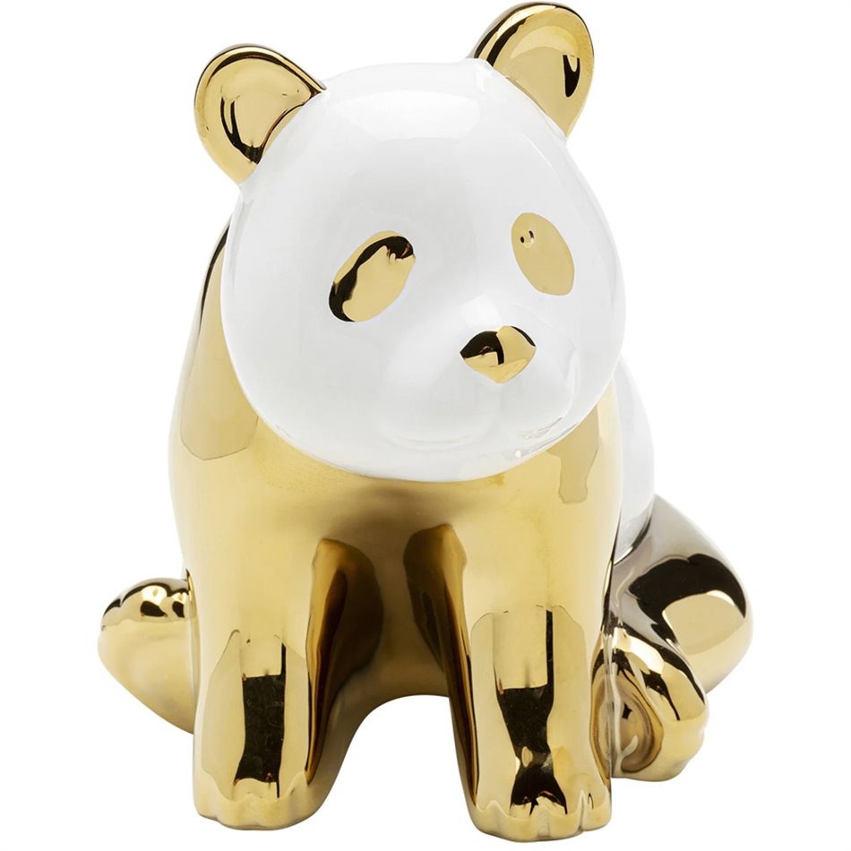 Deco figurine Sitting Panda, golden, H18x15x17.5cm