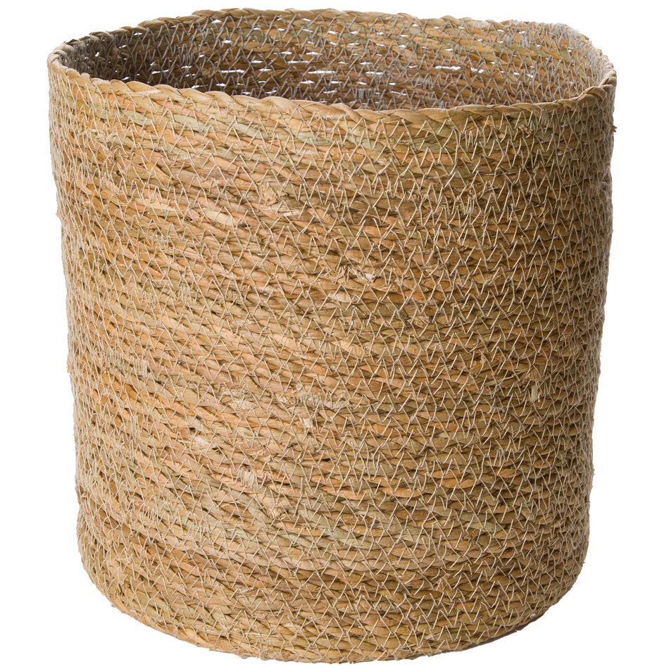 Basket Rond L, natural, reed, brown,  D24 x H24cm