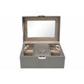 Jewellery box Tramoti, grey PU/ beige, 21x15x10cm