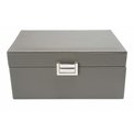 Jewellery box Tramoti, grey PU/ beige, 21x15x10cm