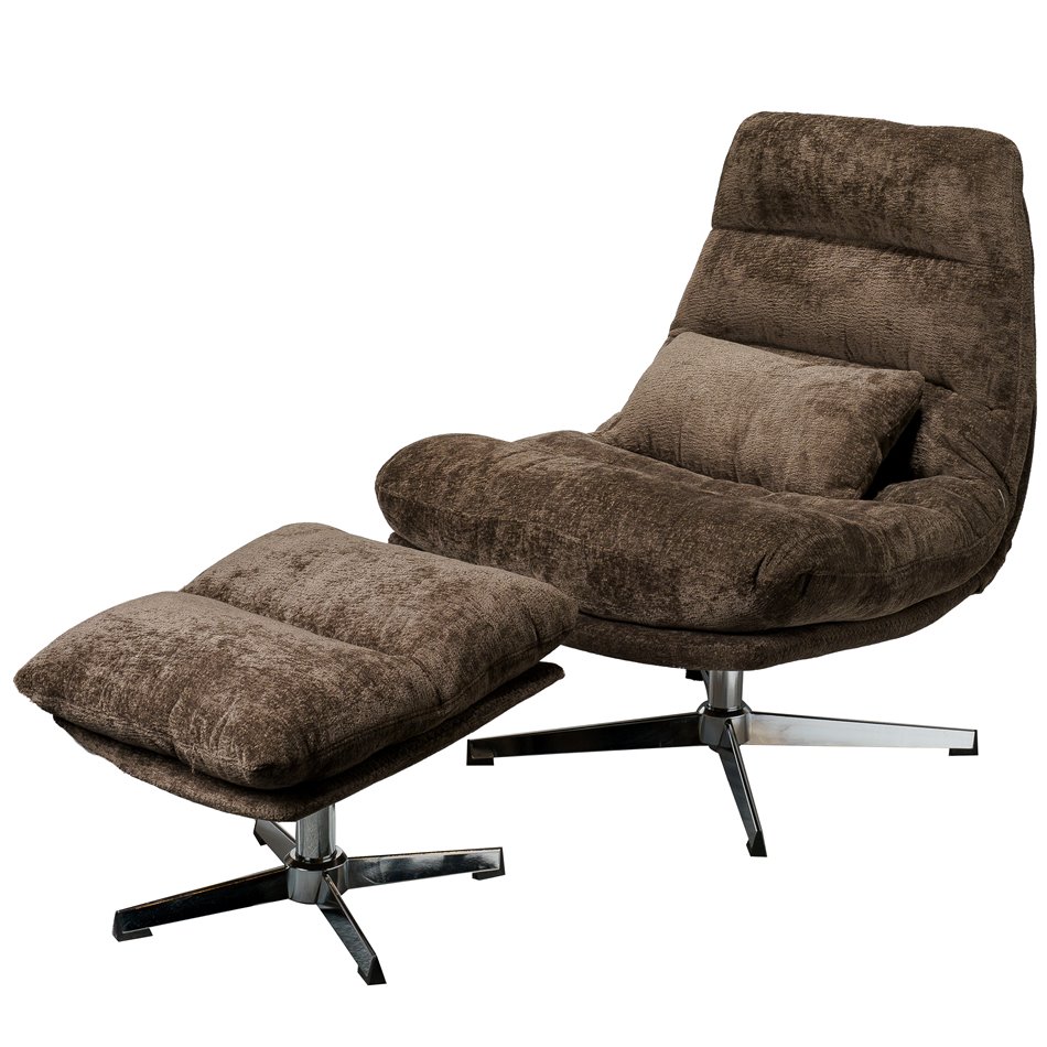 Armchair Vigo w footstool, d.brown 19, 93.5x84x88cm