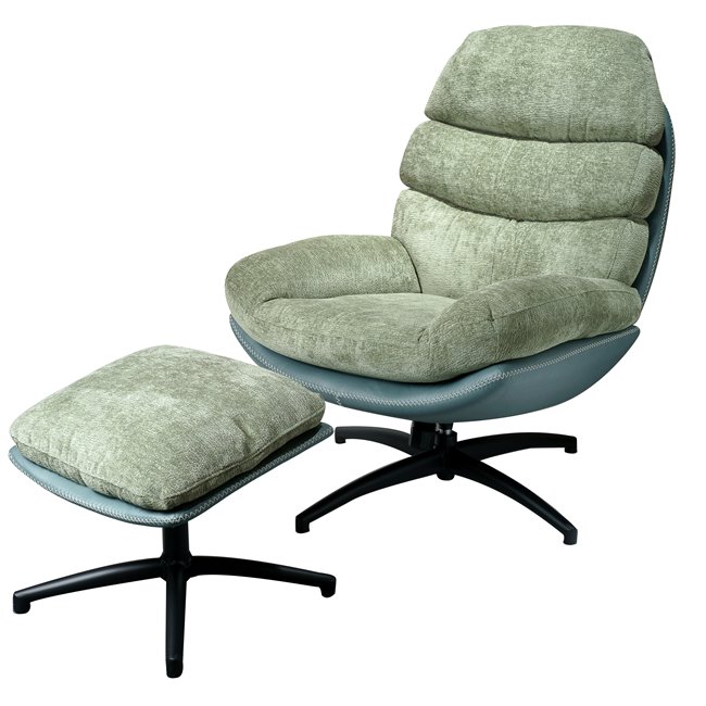 Кресло для отдыха Vincento с пуфиком, зеленое 09, 92x79x100cm
