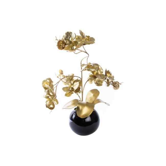 Орхидея золотая в черном горшке, H44см