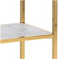 Console table Alis, metal/glass, white marble look, H80.5x79.5x26cm