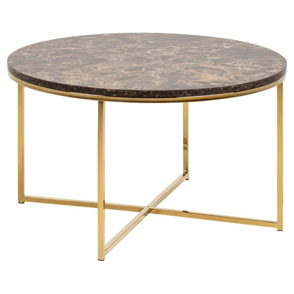 Кофейный столик Alis, имитация коричневого мрамора, D80см, H46 см